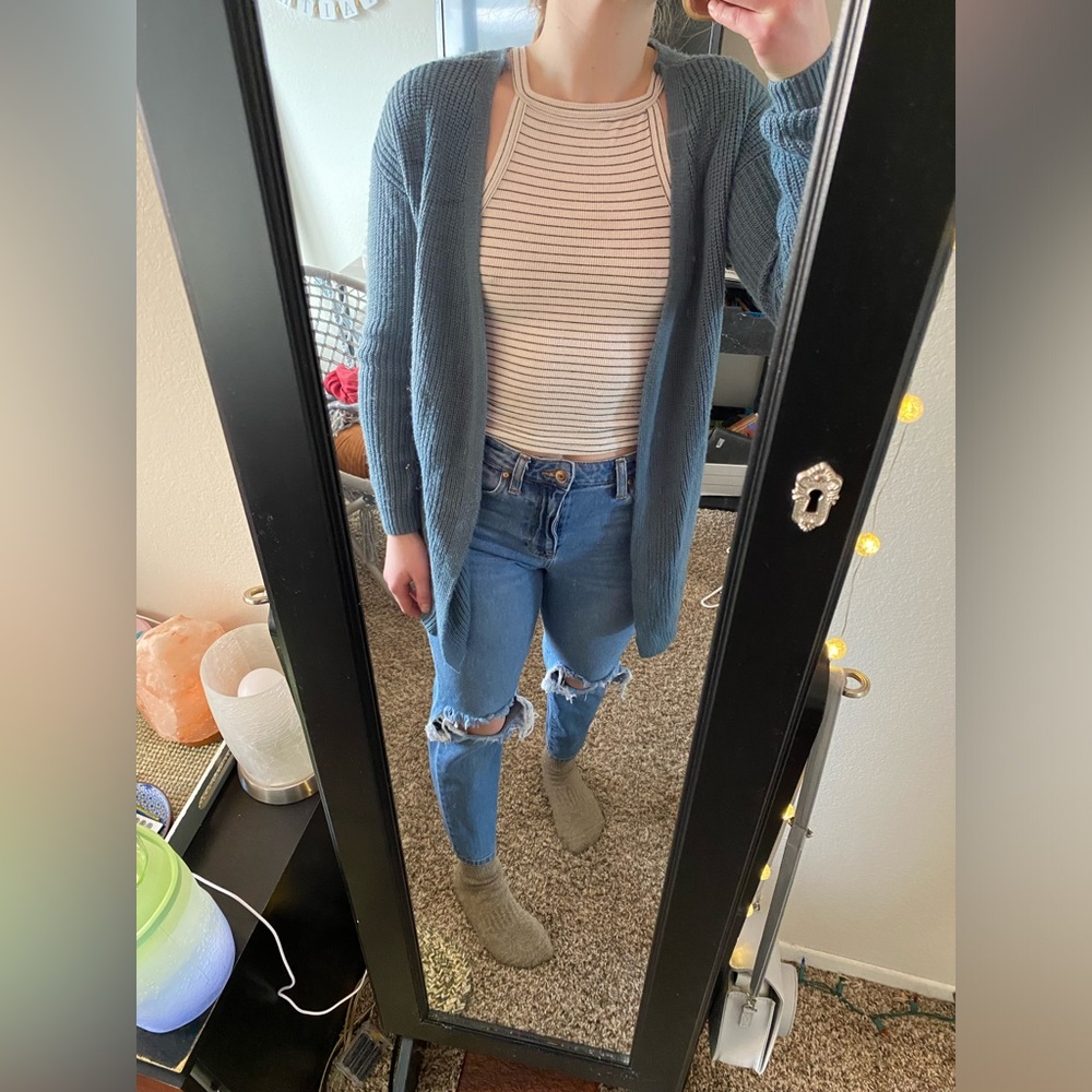 Blue, soft, cardigan. Size S